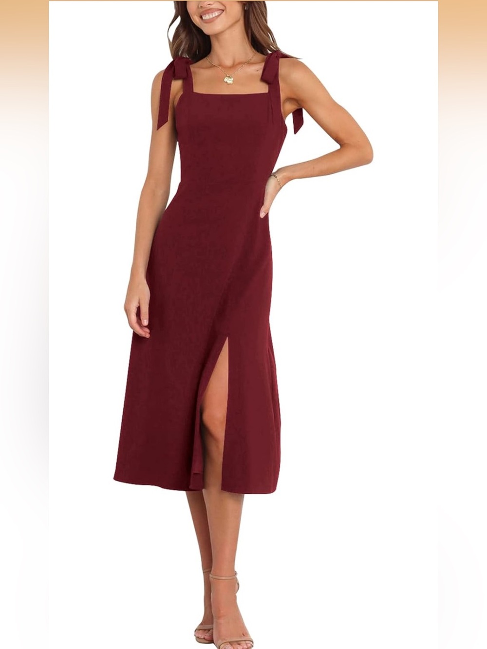 Burgundy Wedding Bridesmaid Dress Small Bows